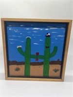 Whimsical Cactus Couple w/ Texas Hat Art