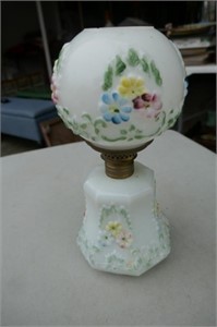 Small Hand Painted Oil Lamp 8 1/2"T
