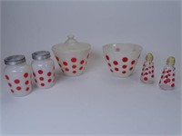 FIRE-KING POLKA-DOT SERVING ITEMS