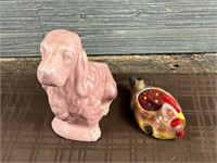 Dog Planter & Rooster Pin Push