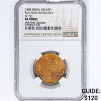 1808 India Madras Presidency 10Cash NGC Genuine