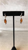 Sterling silver and amber earrings