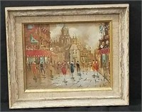 Oil painting on board in a wooden frame and signed