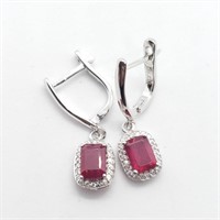 $100 Silver Ruby(2ct) Earrings