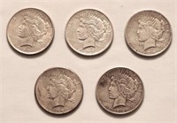 1922,23,24,25,26 Peace dollars