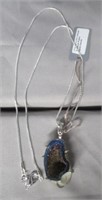 Sterling Silver Pendant Rhodium Plated Agate