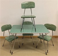 FABULOUS RETRO CHROME TABLE AND CHAIRS - MINT