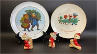 Vintage Christmas Plates and Elves