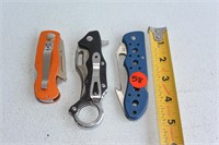 3 Various Pocket Knives
