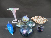 8 PCS ASSORTED ART GLASS, DISHES & MORE