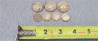 3- Silver Quarters & 4- Silver Dimes