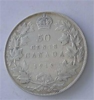 1919 Canada Silver 50 Cent Coin