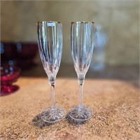 Gorham Sundance Crystal Champagne Flutes