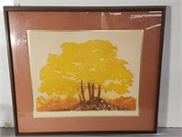 Hand signed vtg color etching 36/225