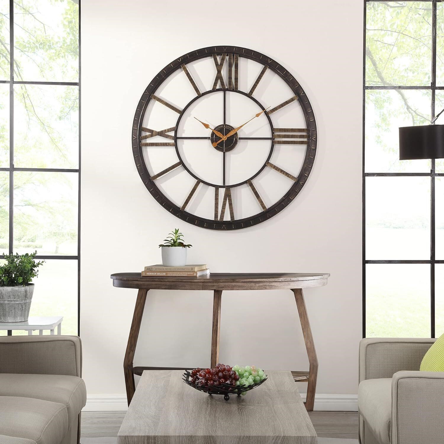 FirsTime & Co. Bronze Clock  Round  40 inches