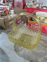 L.E. SMITH YELLOW GLASS BASKET