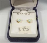 10K & Simulated Opal Earrings