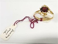 Red Stone Ring-Unmarked Size 10