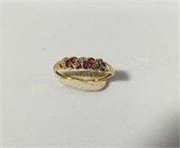 10K Ring w/Red Stones-As Is Size 4 1/2