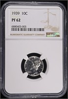 1939 PROOF MERCURY DIME NGC PF62