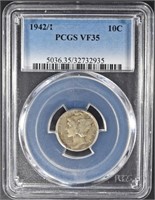 1942/1 MERCURY DIME PCGS VF35