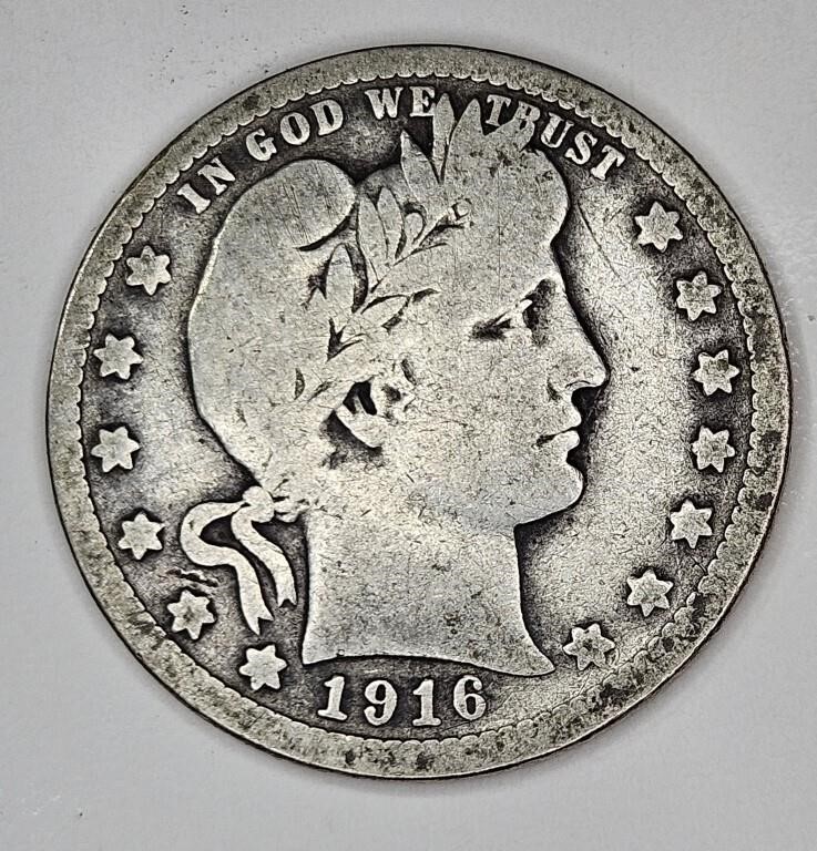 1916 d VF Plus Barber Quarter