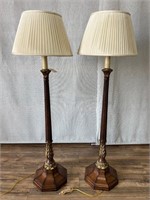 Pair of Gilt Embellished Wood Floor Lamps