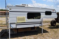USED TRUCK BED CAMPER WITH STOVE, REFRIGERATOR