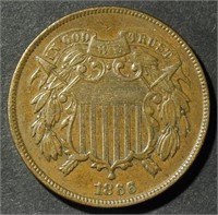 1866 TWO CENT PIECE VF