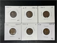 1923-S, 27-D Lincoln Cents G-XF (6 coins)