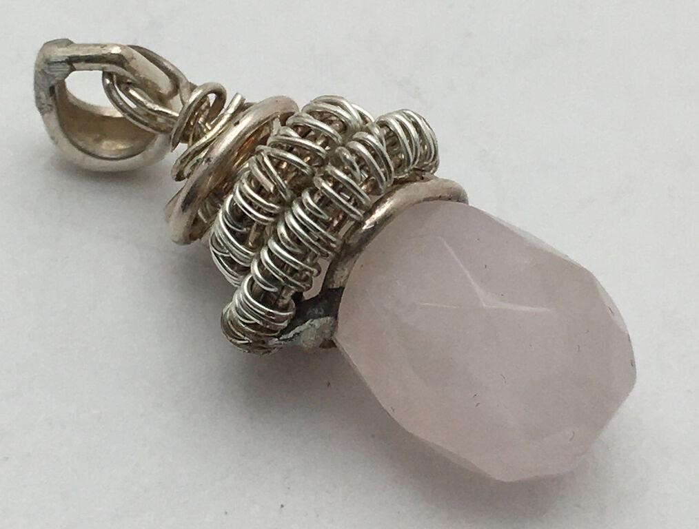 Silver Pendant W Pink Crystal Stone
