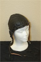 Black Leather Military Pilot's Helmet - Repro