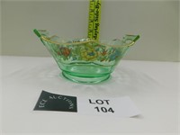 ENAMELED URANIUM GLASS BOWL