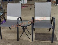 Outdoor chair and side table lot