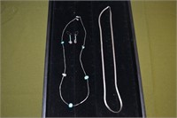 Two Sterling Silver Necklaces and Earrings