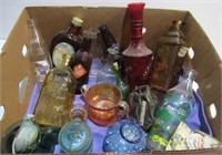 Collection of various colored glassware.