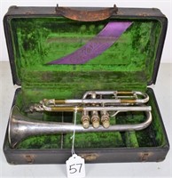 C. G. Conn cornet w/original case, dent in rear,