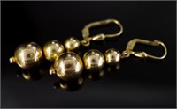 9ct Yellow gold graduated bead earrings