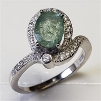 S/Sil Emerald Cubic Zirconia Ring
