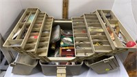 VINTAGE PLANO TACKLE BOX WITH TACKLE 19X10X11