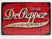 Reproduction Dr. Pepper Metal Sign 8" x 12"