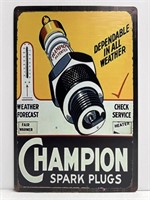 Reproduction Champion Spark Plugs Metal Sign