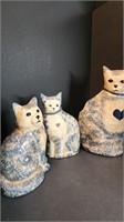 Vintage Blue Ceramic Cats