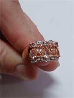 Fashion Clear Stone Ring Marked 925 - 5.4g