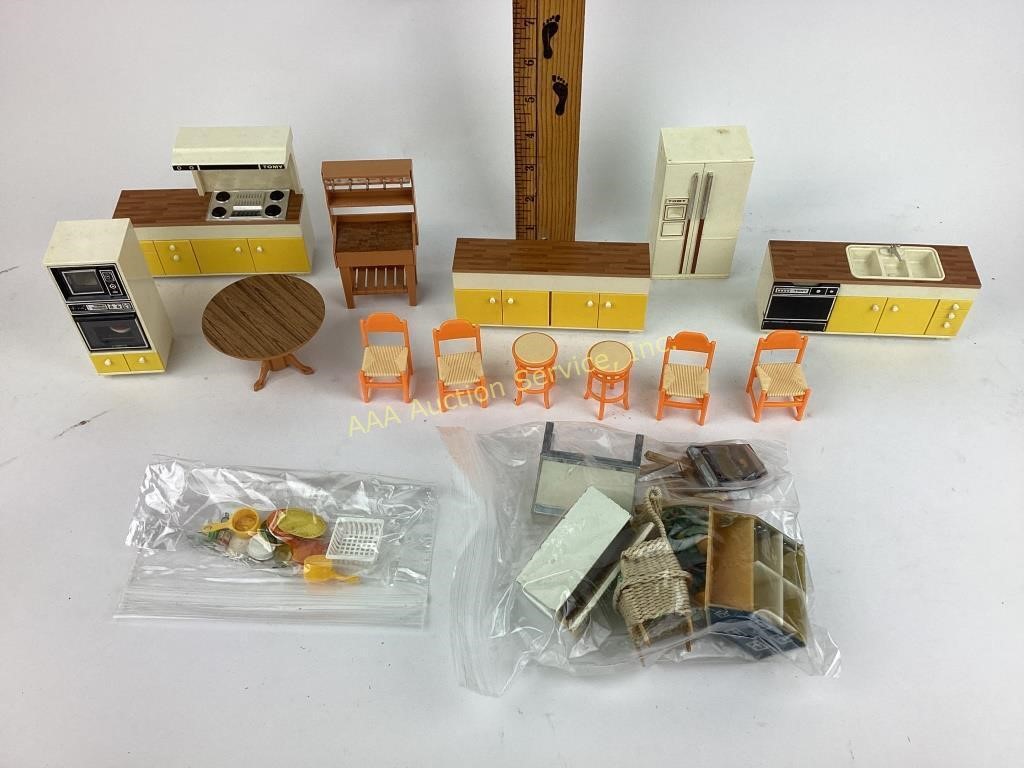 Tomy doll house furniture. Includes kitchen set