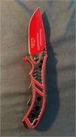 New 4.75” Caution Red Pocket Knife