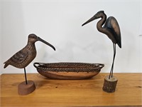 Wooden Birds & Basket