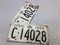 Ontario License Plate set 1958