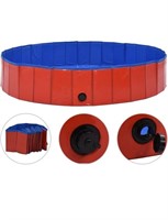 vidaXL Foldable Dog Swimming Pool - 63"x11.8" Red