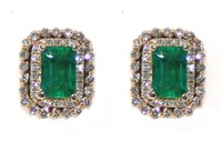 4.10 Ct Diamond & Emerald 3 gram 14K Earring